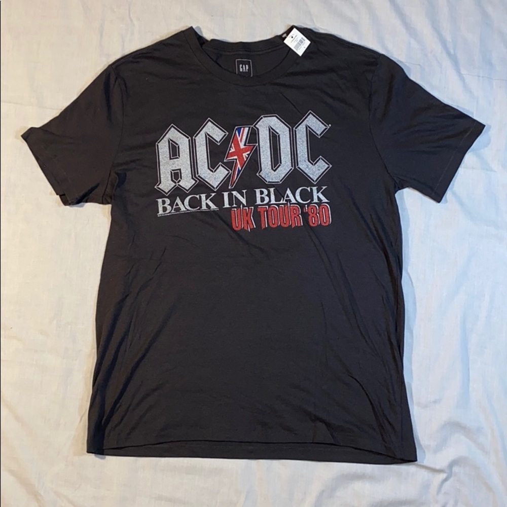 Retro AC/DC Back In Black UK Tour 1980 Gap Tee NWT